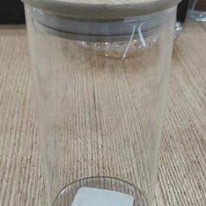 VAI pot en verre avec couvert en bois 8.5x15cm