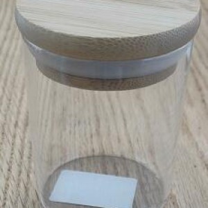 VAI pot en verre couvert en bois 6.5x8cm