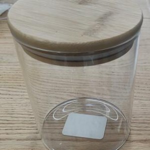 VAI pot en verre couvert en bois 10x12cm