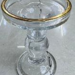 ADM chandelier en verre 8 x 14 cm avec bordure dorée