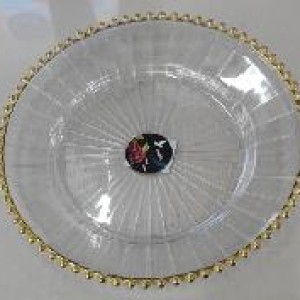 CUI assiette ronde transparente 32 cm avec bord doré