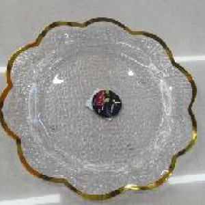 CUI assiette ronde transparente 32 cm avec bord doré