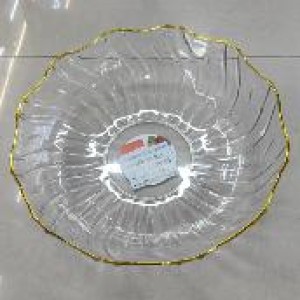 CUI bol rond transparent avec bord doré 24x6cm