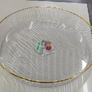 CUI assiette ronde en plastique transparent avec bord doré 3