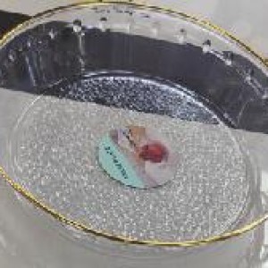 CUI assiette ronde en plastique transparent avec bord doré 3
