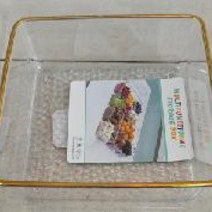 CUI bol carrée en plastique transparent avec bord doré 15,8 