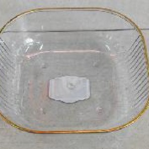 CUI bol carrée en plastique transparent avec bord doré 17 x 