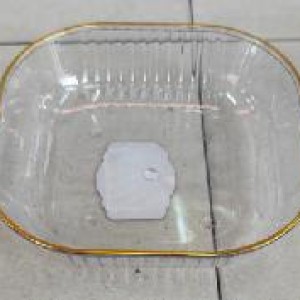 CUI bol carrée en plastique transparent avec bord doré 24x24