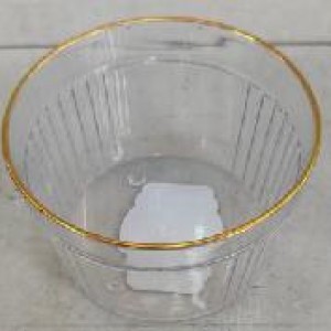 CUI bol rond en plastique transparent 10x6cm avec bord doré