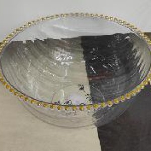 CUI bol rond transparent 32 cm avec bord doré