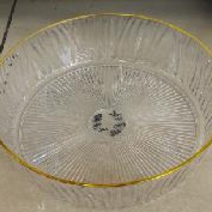 CUI bol rond en plastique transparent 23 cm avec bord doré