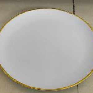 CUI assiette ronde en plastique blanche avec bord doré 25 cm