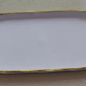 CUI assiette ovale en plastique blanche avec bord doré 34 x 