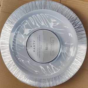 CUI 10"10pcs assiettes rondes en plastique, blanc avec argen