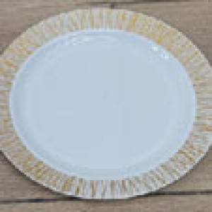 CUI 7"10pcs assiettes rondes en plastique, blanc avec or