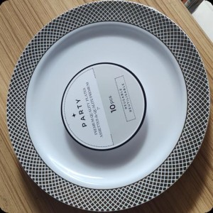 CUI 7"10pcs assiettes rondes en plastique, blanc avec or