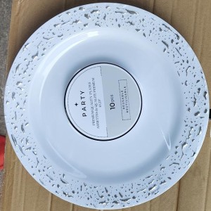 CUI 10"10pcs assiettes rondes en plastique, blanc avec point