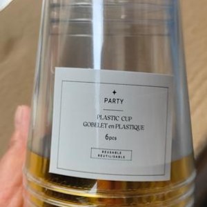 CUI 10 oz 6pcs verre en plastique transparent avec bordure d