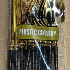 CUI ustensile en plastique assortie doré avec manche noir pa