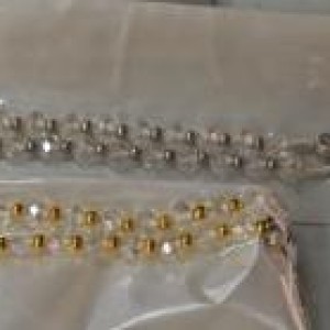 ACC collier religieux crystal 8mm 45cm gris/or