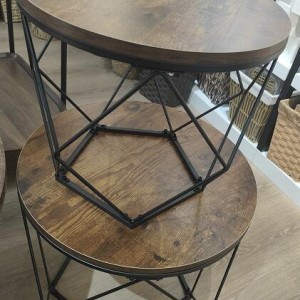 ADM table ronde marron foncé 50x41cm