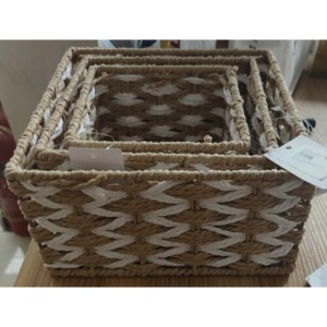 ADM panier carré blanc et beige