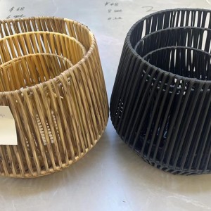 ADM panier en papyrus rond noir/blanc grand
