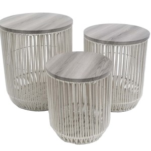ADM table a thé corde blanc metal 40*46