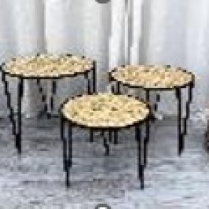 ADM table basse metal noir et rotin 40*45 cm