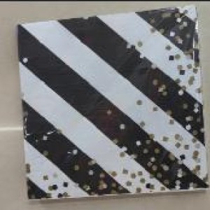CUI 33x33cm 20 pcs serviette de table 2 plis blanc/noir à po