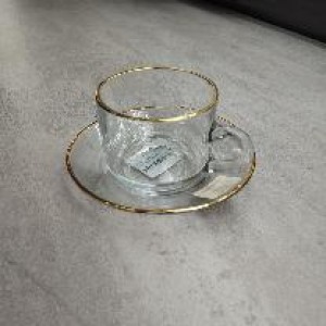 VAI tasse 6,5 x 8 cm  et assiettes 2 x 13,5 cm en verre avec