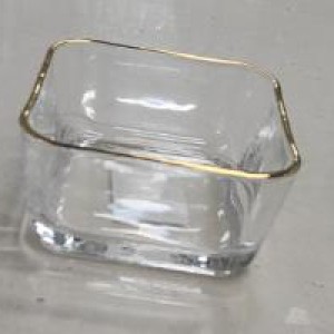 ADM  bol carré en verre 9.5x9.5x5 cm avec bordure dorée