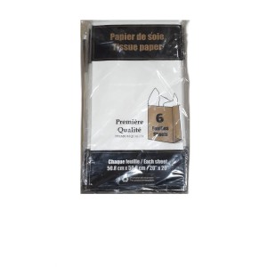 EMB papier de soie nacré blanc creme 20x20