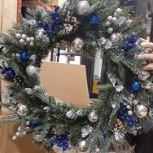 XMS couronne de noel bleu décoré 60cmdiametre *spécial*