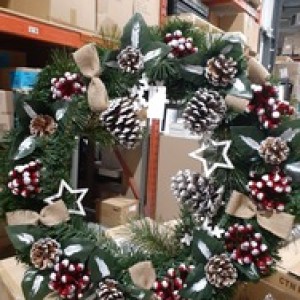 XMS couronne de noel décorée 60cm diametre
