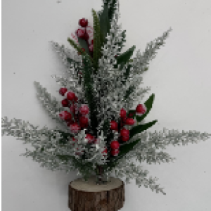 mini sapin de noël artificiel 36cmen pot de bois avec baies