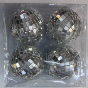 boule à paillettes argentée, 4pcs/boîte pvc 8cm