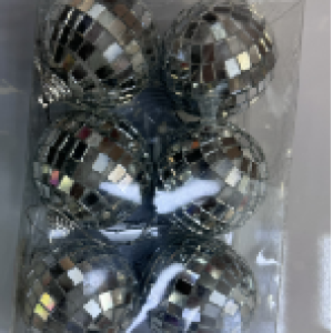 boule à paillettes argentées, 6 pièces/boîte en pvc 5 cm