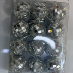 boule à paillettes argentées, 12 pièces/boîte pvc 3 cm