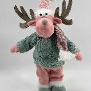 XMS cerf en peluche rose 30 cm