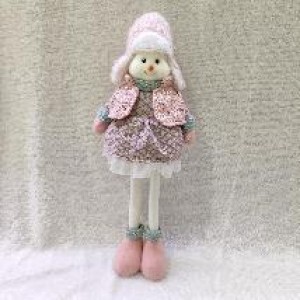 XMS bonhomme de neige en peluche rose extensible 32-56 cm