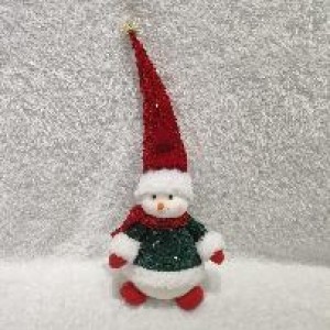 XMS bonhomme de neige en peluche rouge 28 cm
