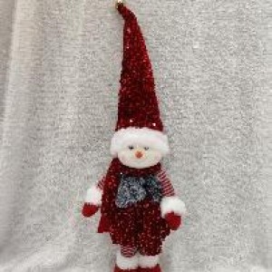 XMS bonhomme de neige en peluche rouge 63 cm