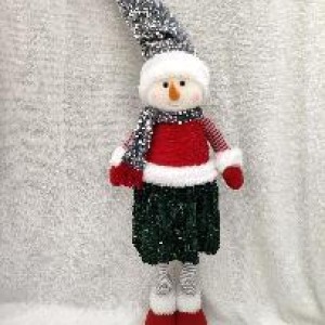 XMS bonhomme de neige en peluche rouge extensible 60-90 cm