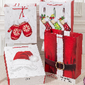 XMS sac en papier de noël 29 x 14 x 38 cm avec fourrure