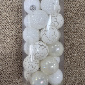XMS boule de noël 4cm, 24pcs/boîte,blanche