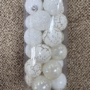 XMS boule de noël 8cm, 24pcs/boîte,blanche