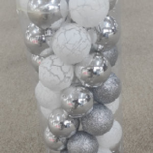 XMS boule de noël 6cm ,35pcs/boîte,ensemble argent