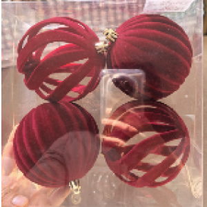 XMS boule de noël 10cm en velours,4pcs/boîte,mix 2 design,bu