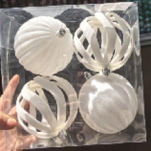 XMS boule de noël 10cm en velours,4pcs/boîte,mix 2 design,bl